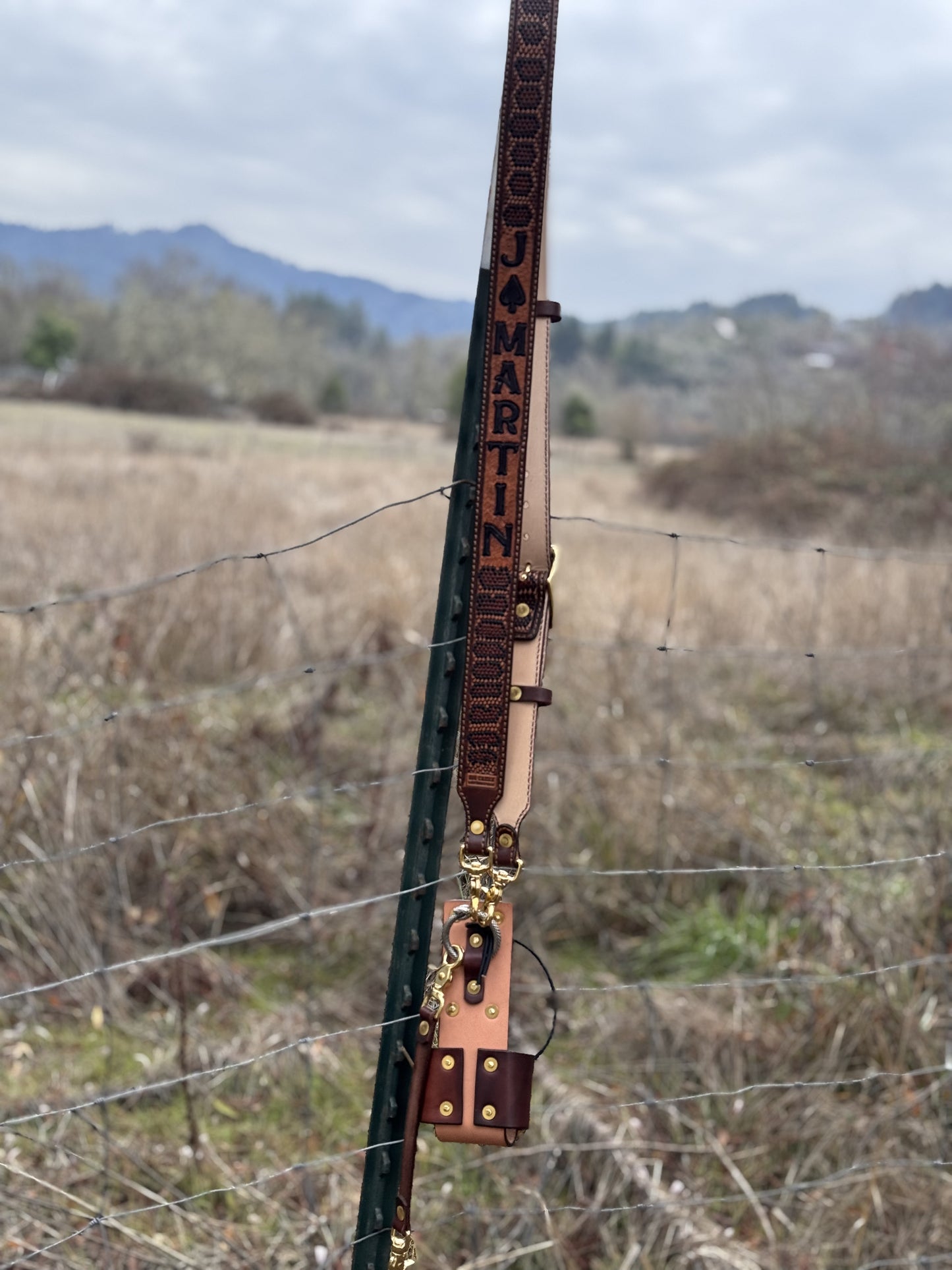 Custom Tooled Firefighter Radio Strap with Holster