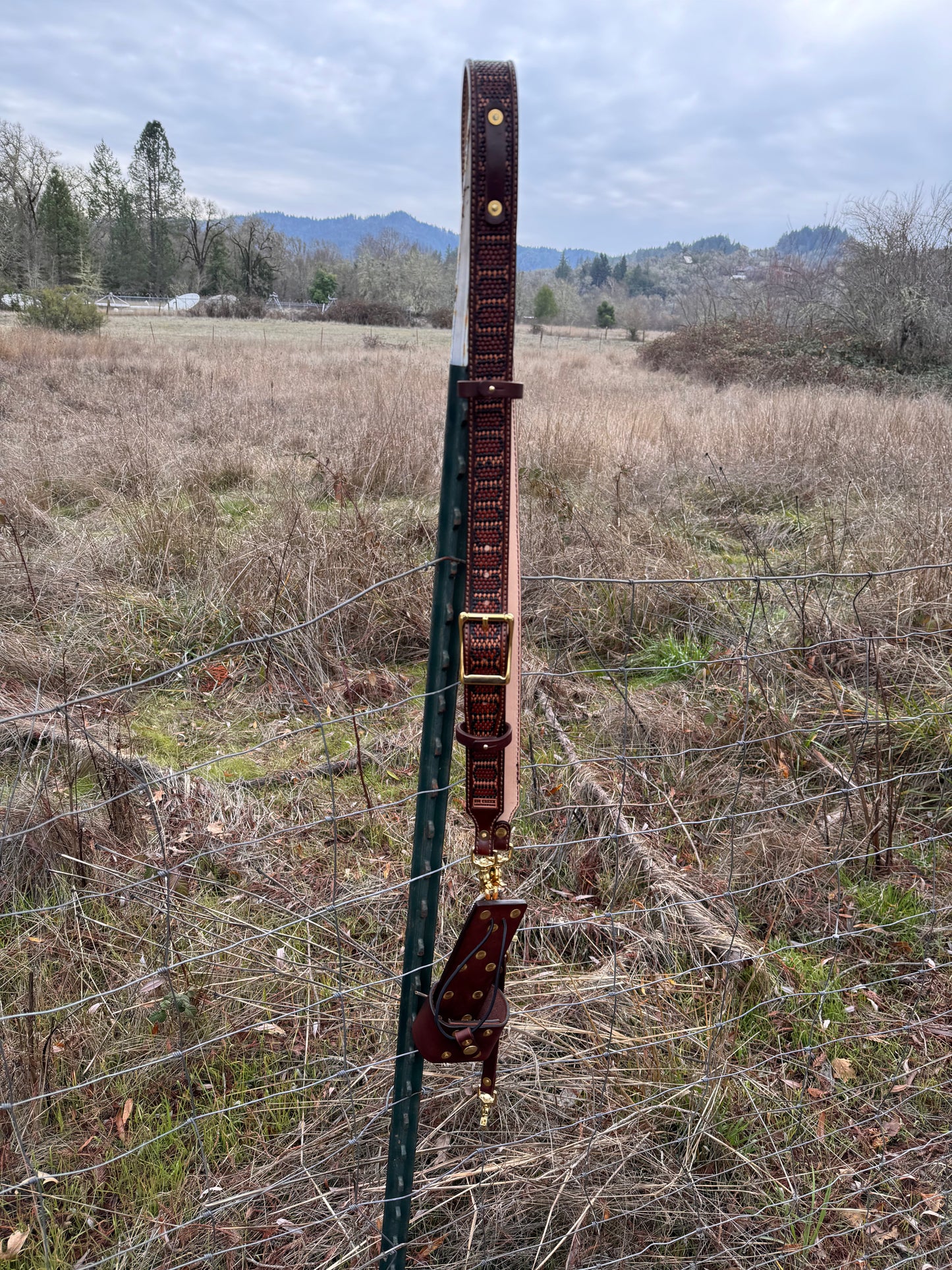 Custom Tooled Firefighter Radio Strap with Holster