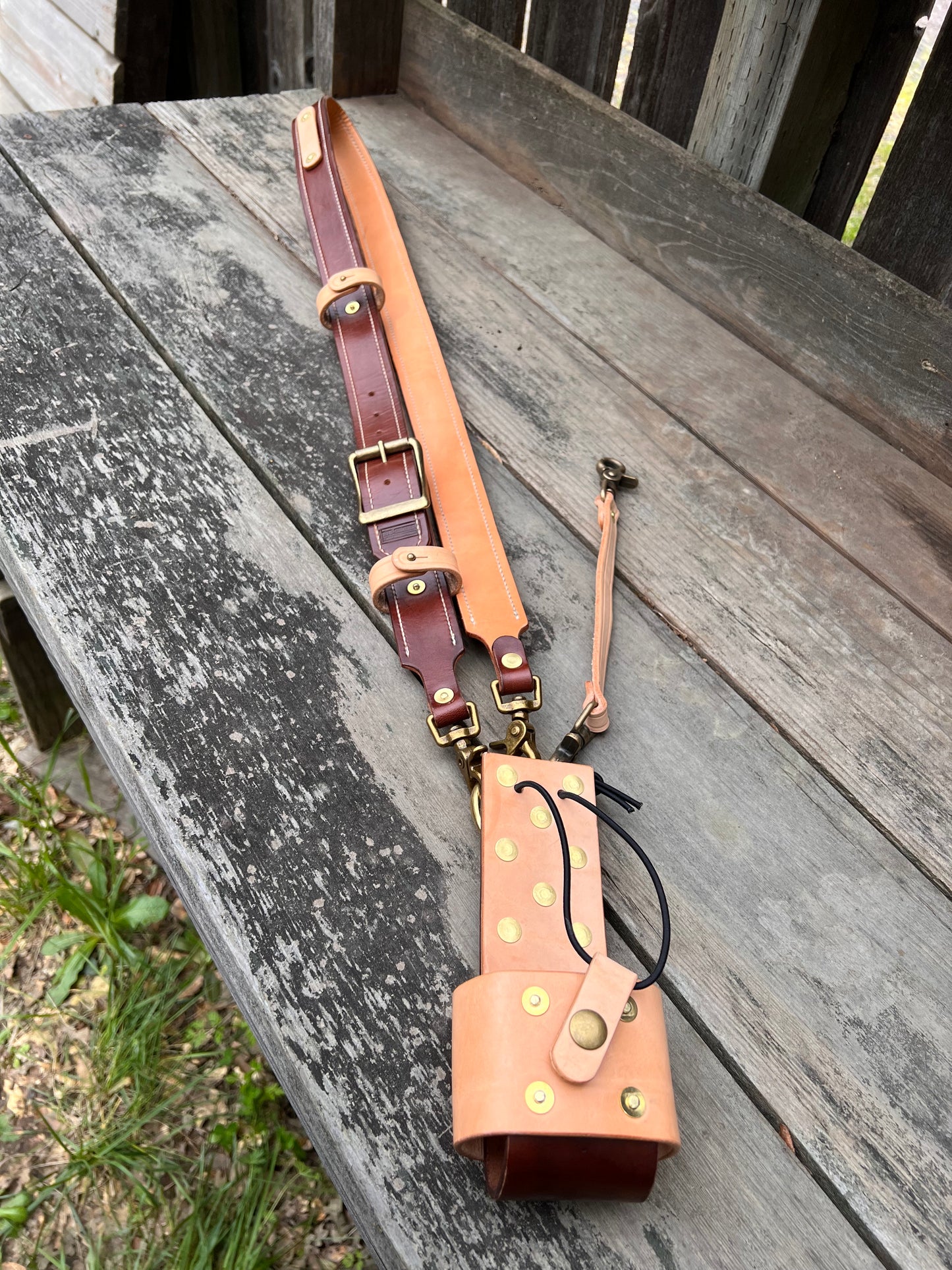 Custom Tooled Firefighter Radio Strap with Holster