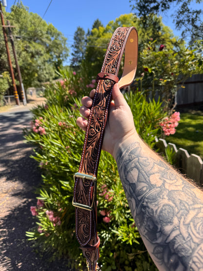 Custom Tooled Firefighter Radio Strap with Holster