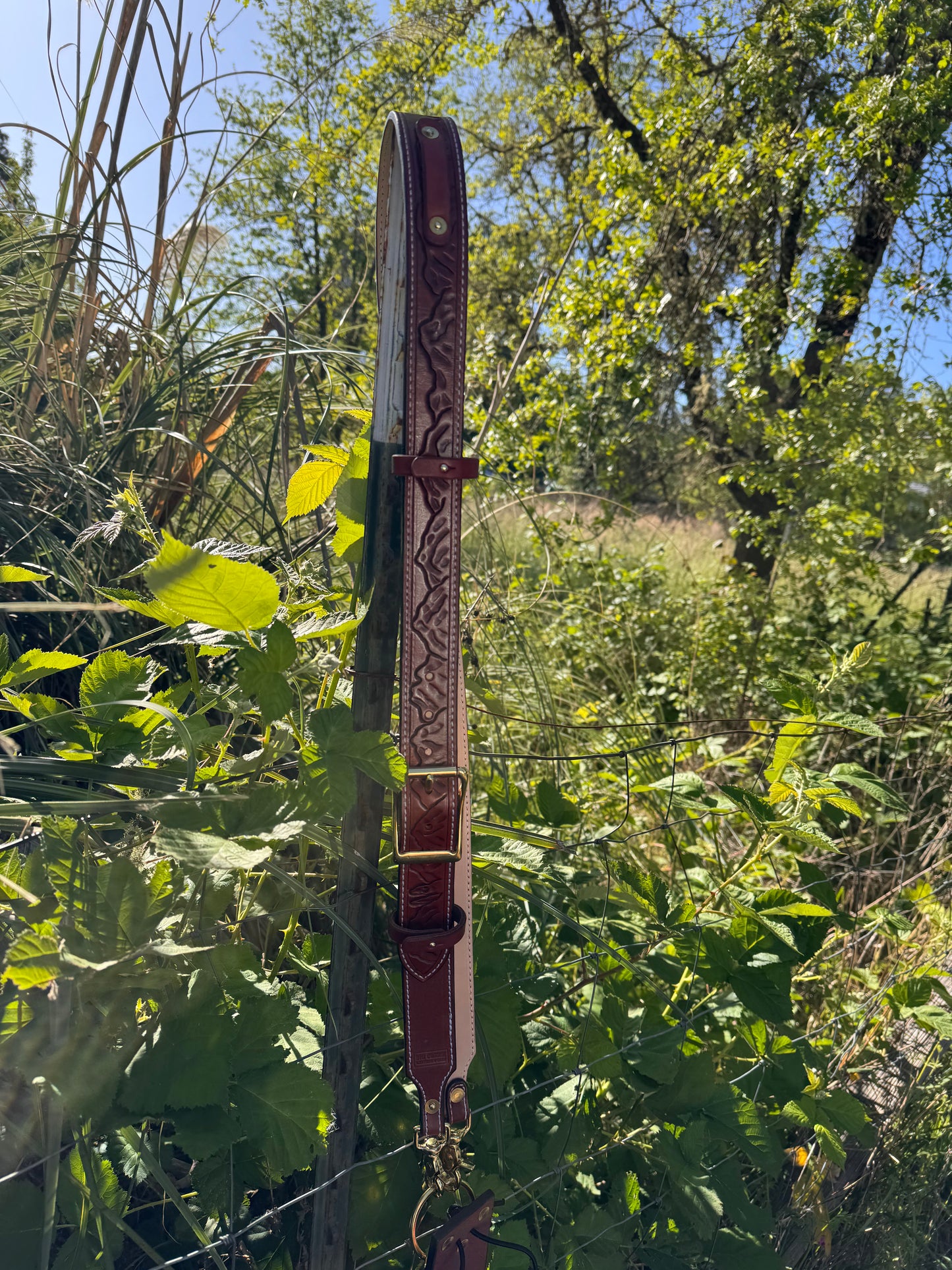 Custom Tooled Firefighter Radio Strap with Holster