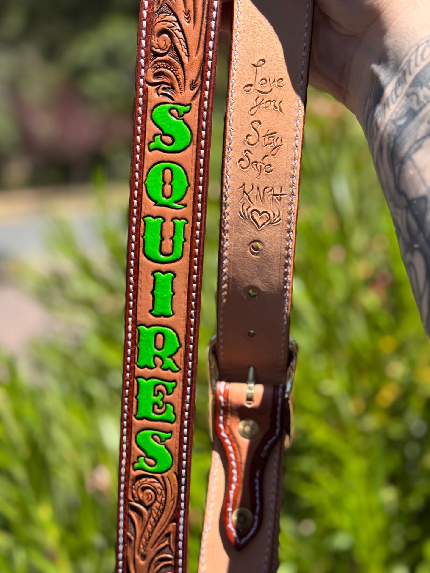Custom Tooled Firefighter Radio Strap with Holster