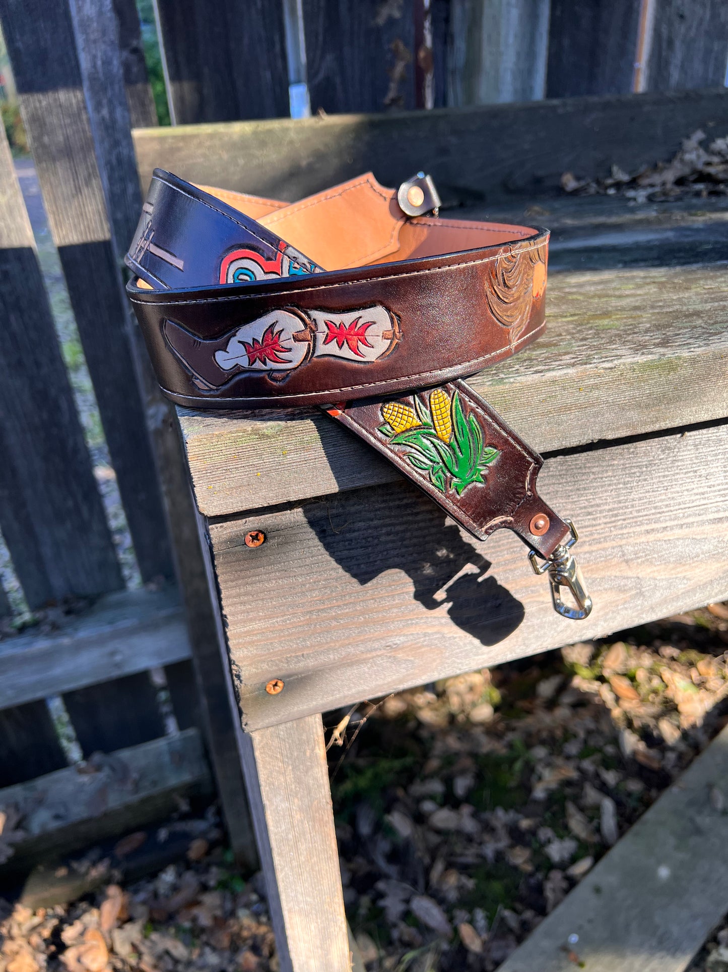 Tooled Leather Purse Strap 