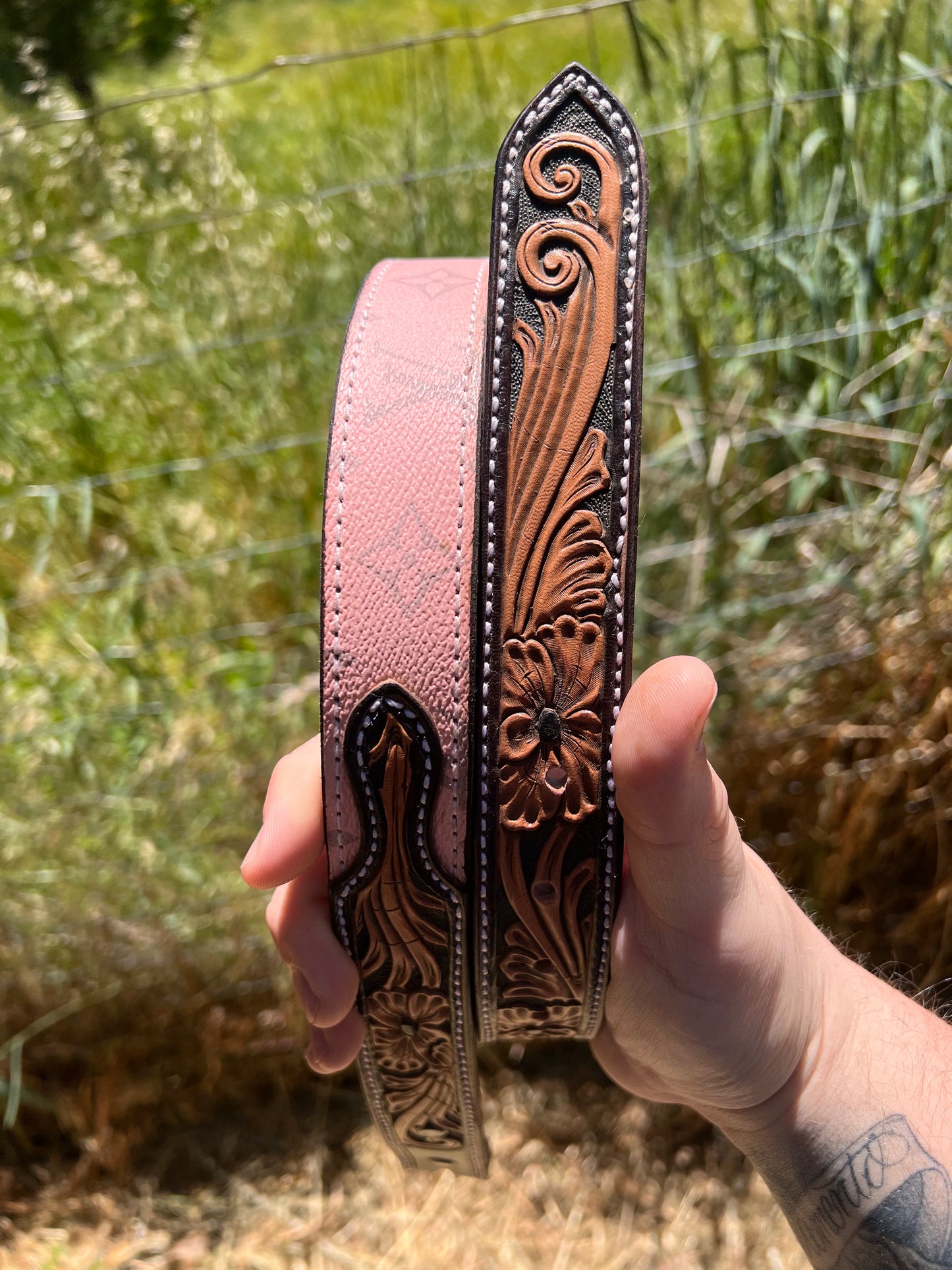 Custom Leather Three Piece Belt