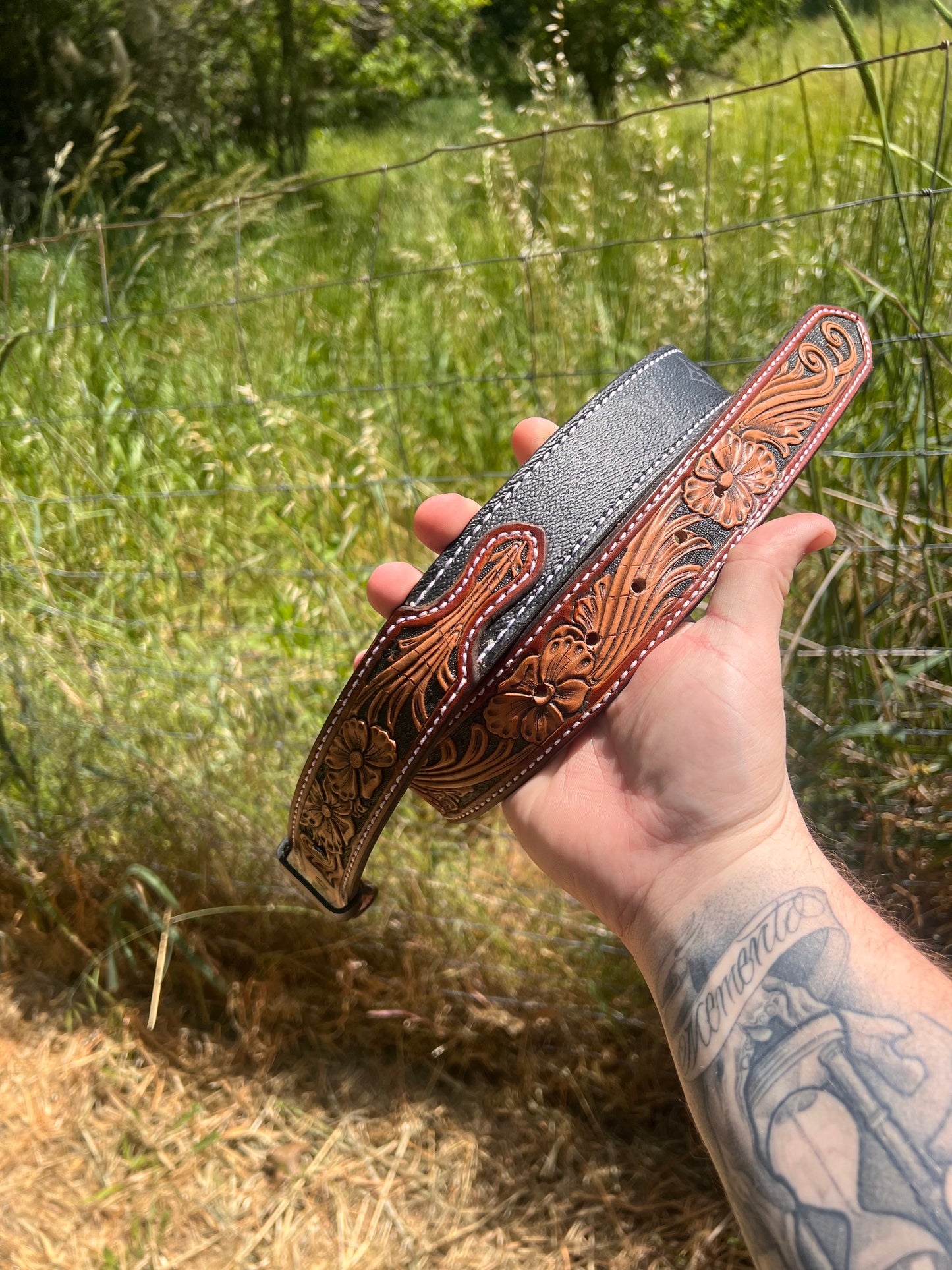 Custom Leather Three Piece Belt