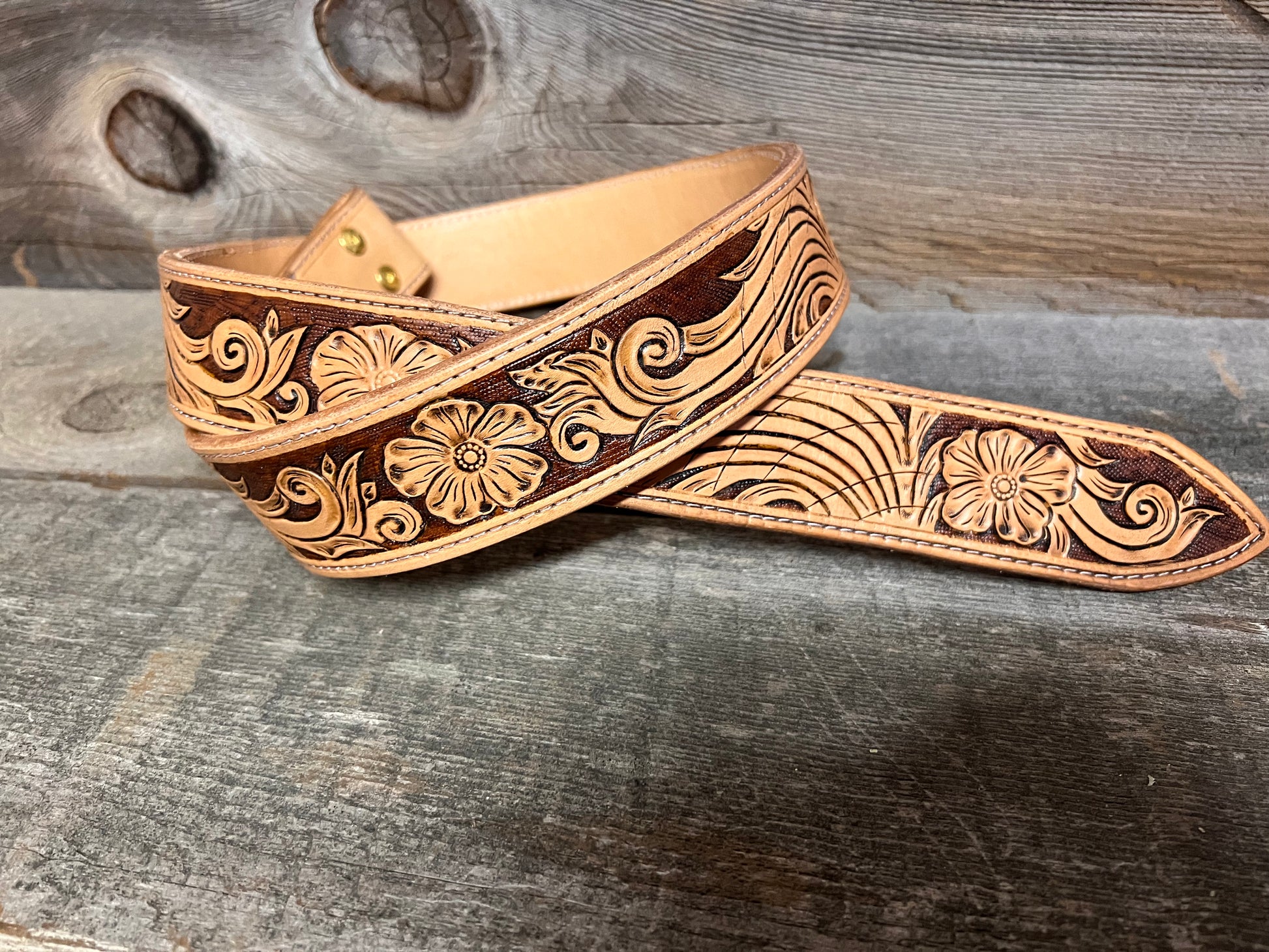 Custom Tooled Leather Belt Big Creek Leatherworks